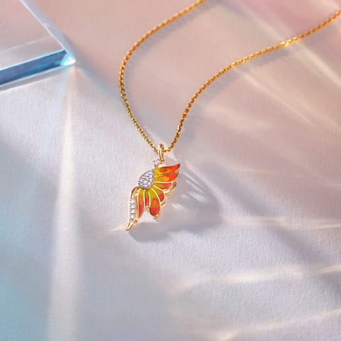 Reddish Blue Butterfly Diamond Pendant