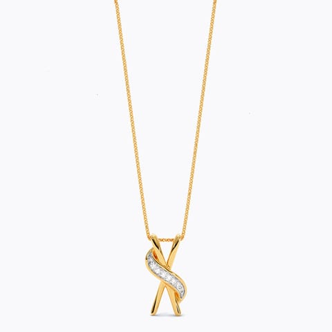Cross Wave 9KT Diamond Pendant