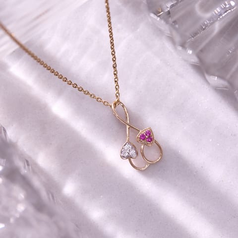 Duet Hearts 9KT Gemstone Pendant
