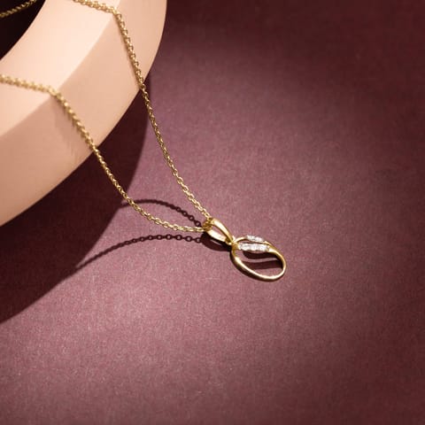 Oval Line 9KT Diamond Pendant