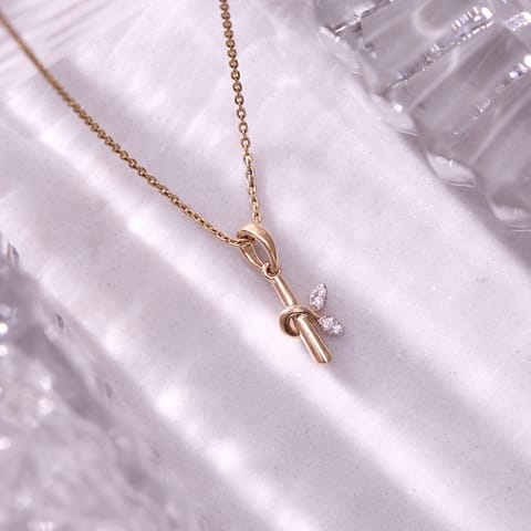 Sleek Leaf 9KT Diamond Pendant