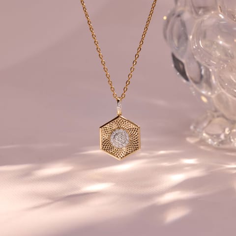 Guilloche Hex Diamond Pendant for Men