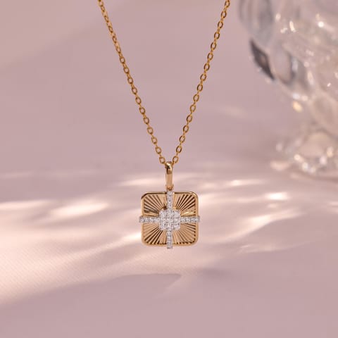 Guilloche Cubic Diamond Pendant for Men