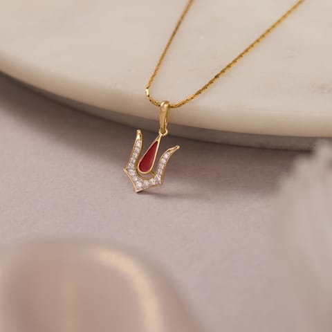 Trishul Enamel Diamond Pendant Trishul Enamel Diamond Pendant