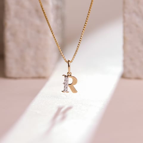 Letter R Diamond Pendant for Men Letter R Diamond Pendant for Men