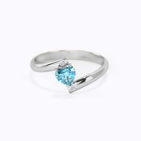 Heart Blue Topaz Gemstone Ring