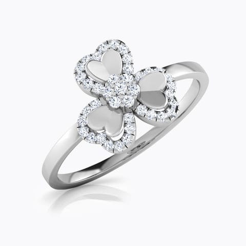 Trio Heart Petal Diamond Ring