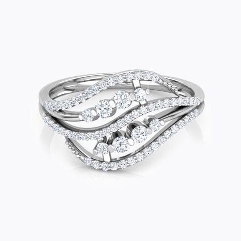 Dual Wavy Leaf Diamond Ring