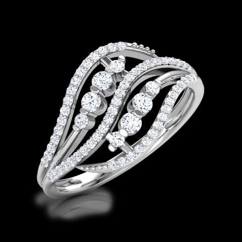 Dual Wavy Leaf Diamond Ring
