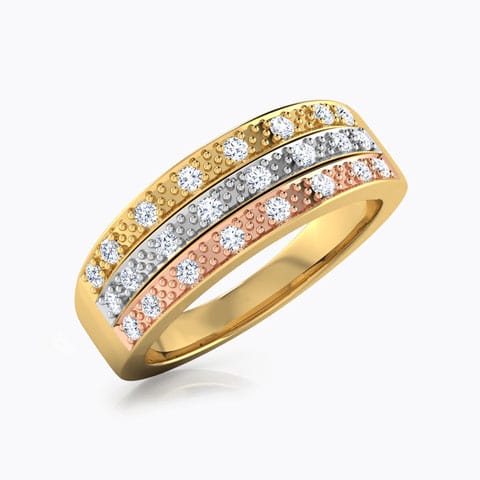 Linda 3-Tone Diamond Band Linda 3-Tone Diamond Band