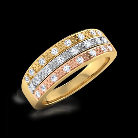 Linda 3-Tone Diamond Band Linda 3-Tone Diamond Band