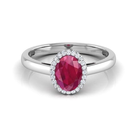 Halo Ruby Birthstone Diamond Ring