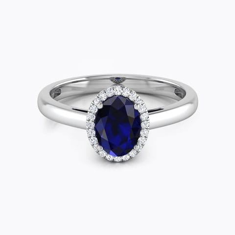 Halo Blue Sapphire Birthstone Ring