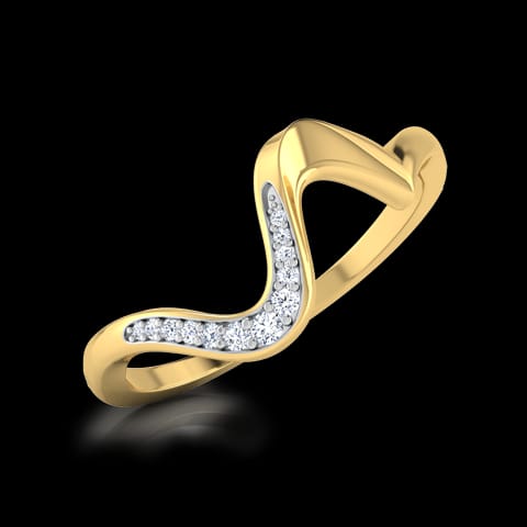 Sleek Wave Diamond Ring