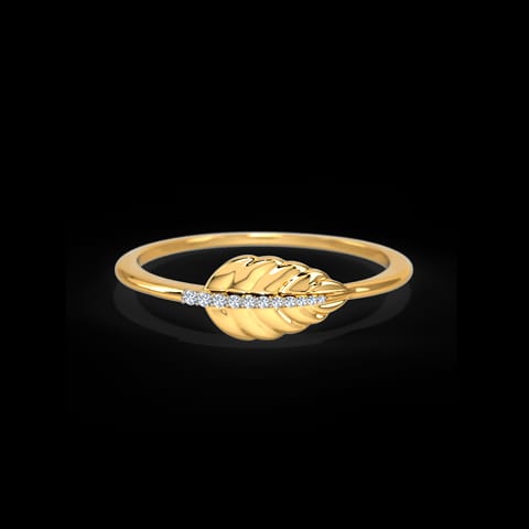 Frond Leaf Diamond Ring