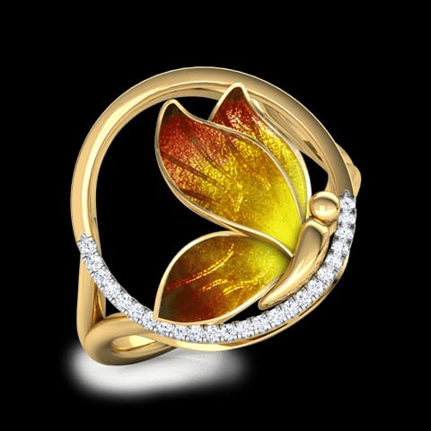 Encircle Orange Butterfly Diamond Ring Encircle Orange Butterfly Diamond Ring