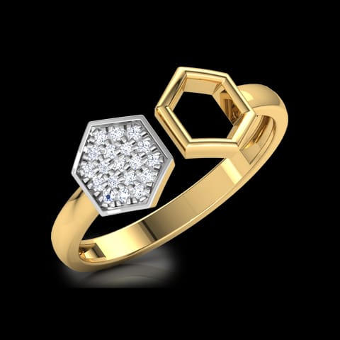 Dual Hexagon Diamond Ring