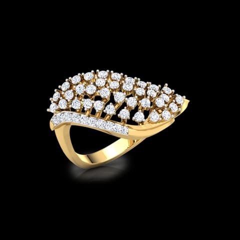 Wavy Cluster Diamond Ring