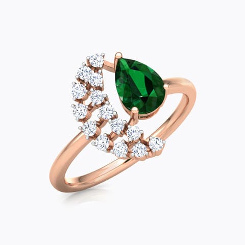 Crescent Cluster Diamond Ring Diamond,Gemstone Rings 14 Karat Rose Gold Crescent Cluster Diamond Ring