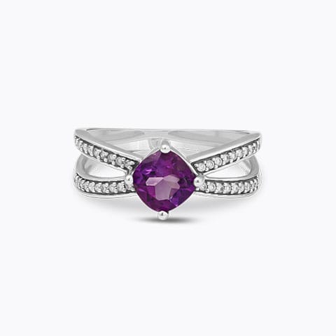 Glittering Amethyst Diamond Ring