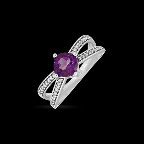 Glittering Amethyst Diamond Ring