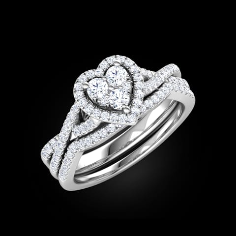 Cluster Heart Diamond Bridal Ring Set Cluster Heart Diamond Bridal Ring Set