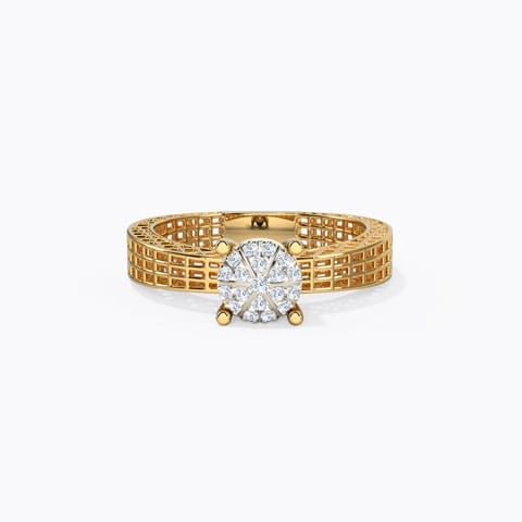 Diamond Rings 14 Karat Yellow Gold Mesh Cluster Diamond Ring hover