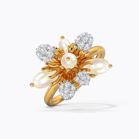 Diamond,Gemstone Rings 14 Karat Yellow Gold Meher Pearl Ring hover