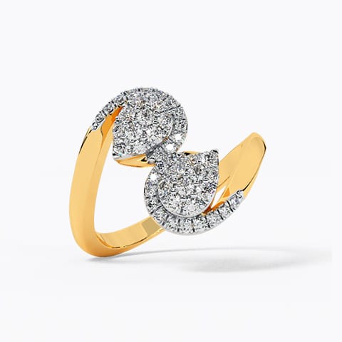 Two face Diamond Drop Ring
