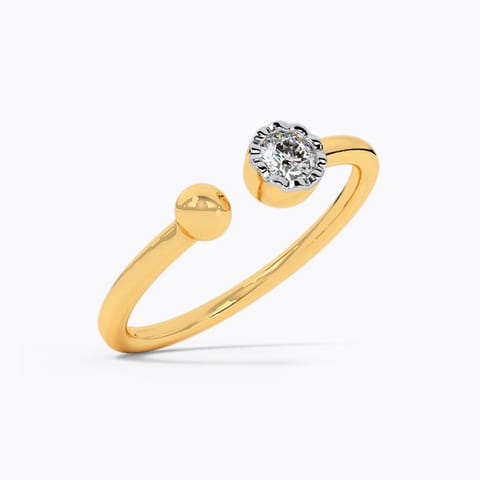 Dual Circles Diamond Open Ring