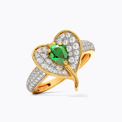 Peepal Leaf Green Stone Diamond Ring Peepal Leaf Green Stone Diamond Ring