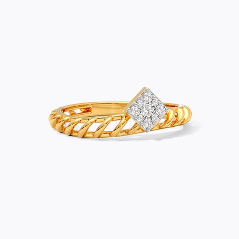 Wavy Square Diamond Ring