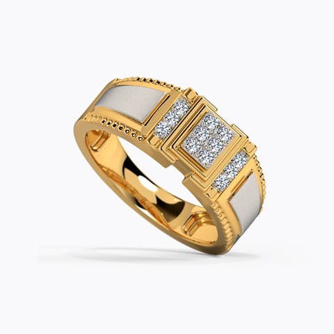 Shining Grid Diamond Ring for Men