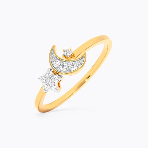 Moon & Star 9KT Diamond Ring