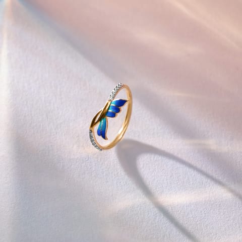 Tri Colour Butterfly Diamond Ring
