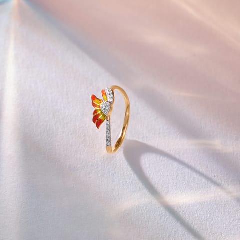 Reddish Blue Butterfly Diamond Ring