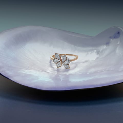 Golden Drift Diamond Open Ring