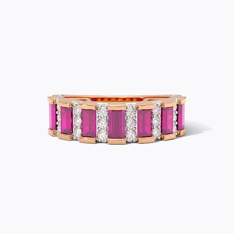 Carmine Baguette Gemstone Band
