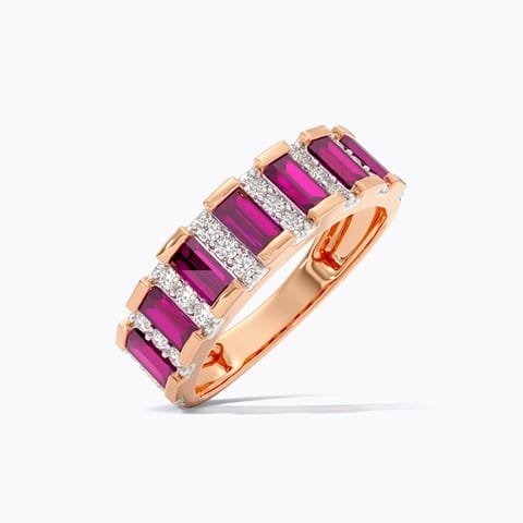 Carmine Baguette Gemstone Band