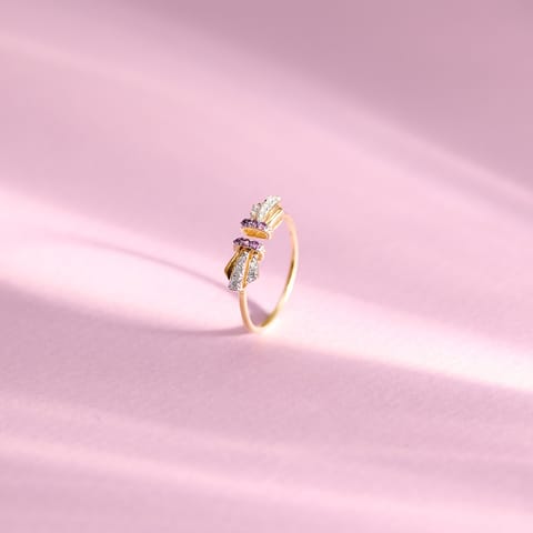 Amethyst Reflects Gemstone Open Ring