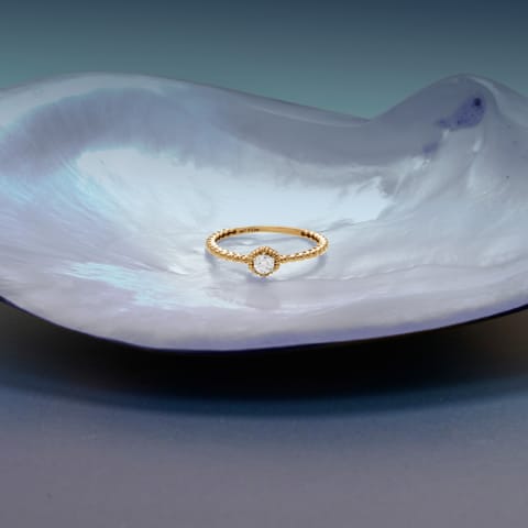 Beaded Hex Diamond Ring