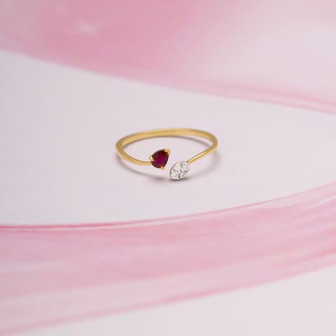 Red Crossover 9KT Gemstone Open Ring