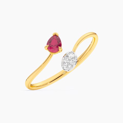 Red Crossover 9KT Gemstone Open Ring