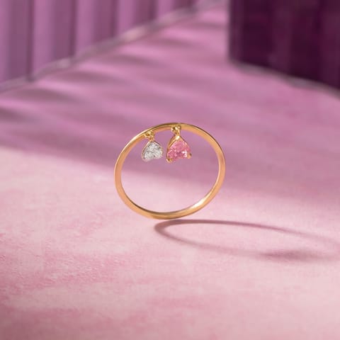 Swaying Hearts 9KT Gemstone Ring