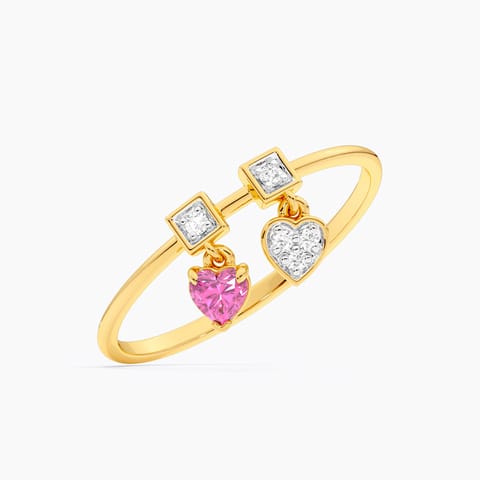 Swaying Hearts 9KT Gemstone Ring