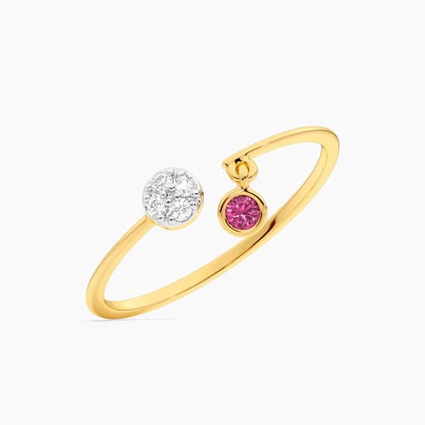 Hanging Stone 9KT Gemstone Open Ring