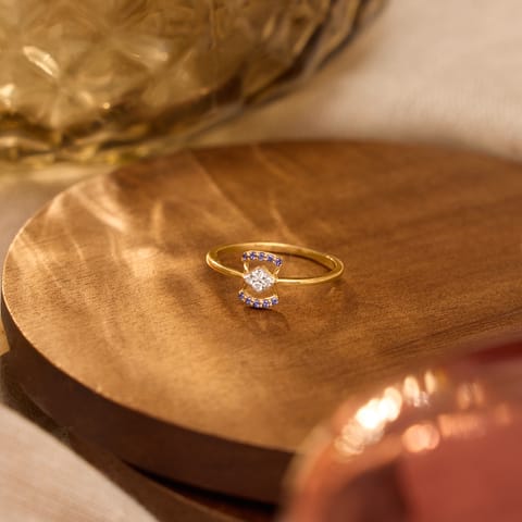 Blue Square 9KT Gemstone Ring