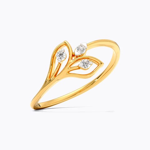 Sleek Leaf 9KT Diamond Ring