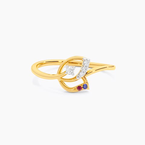 Blue Petals 9KT Diamond Ring