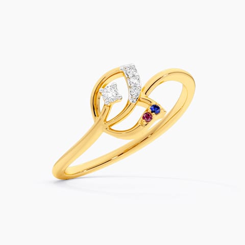 Blue Petals 9KT Diamond Ring